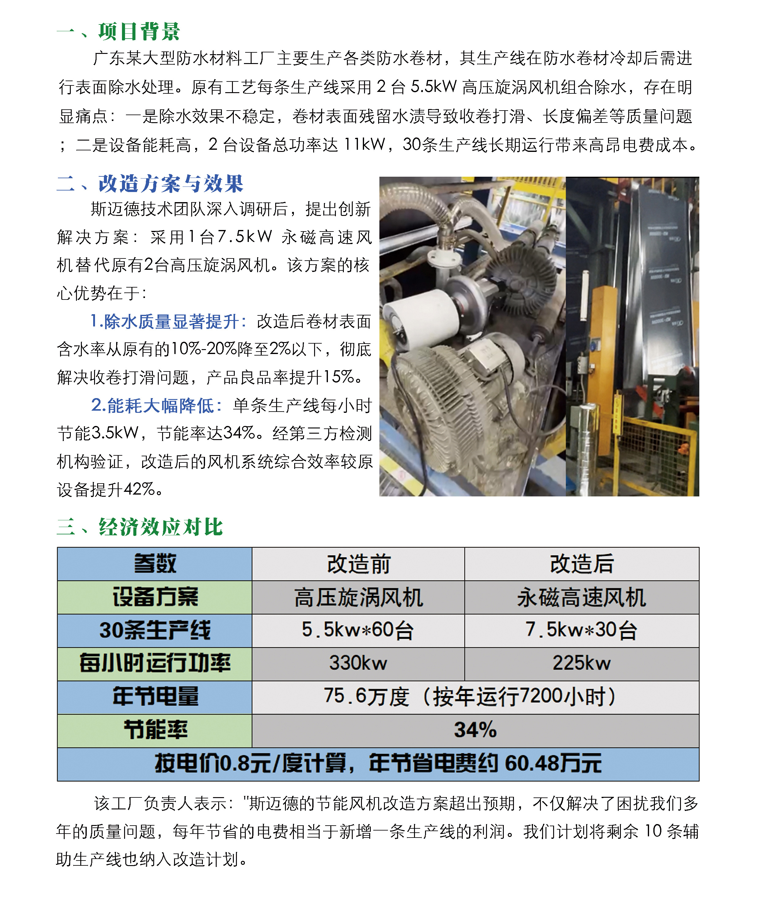防水材料工厂节能改造案例